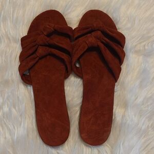 Elegant Suede Knot Sandals - Rich Brown